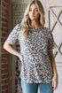 Leopard Print Crew Neck Petal Sleeve T-Shirt in TaupeT-ShirtHeimish