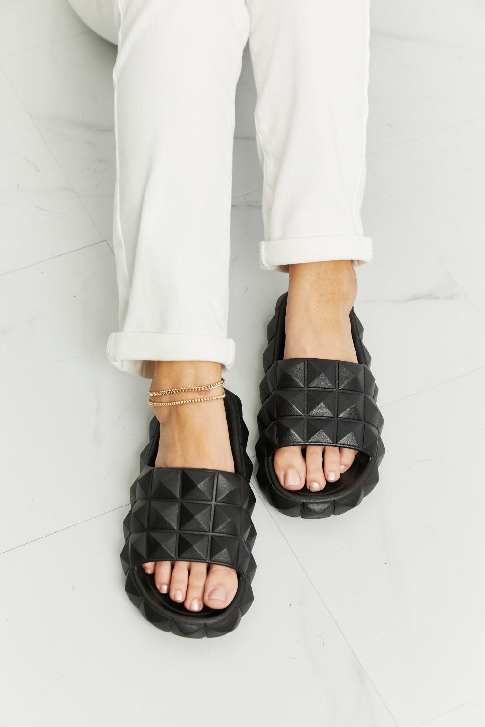 3D Stud Slide Sandal in BlackSandalsLegend