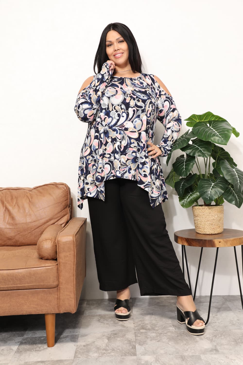 Long Sleeve Cold Shoulder Floral Print BlouseBlouseSew In Love
