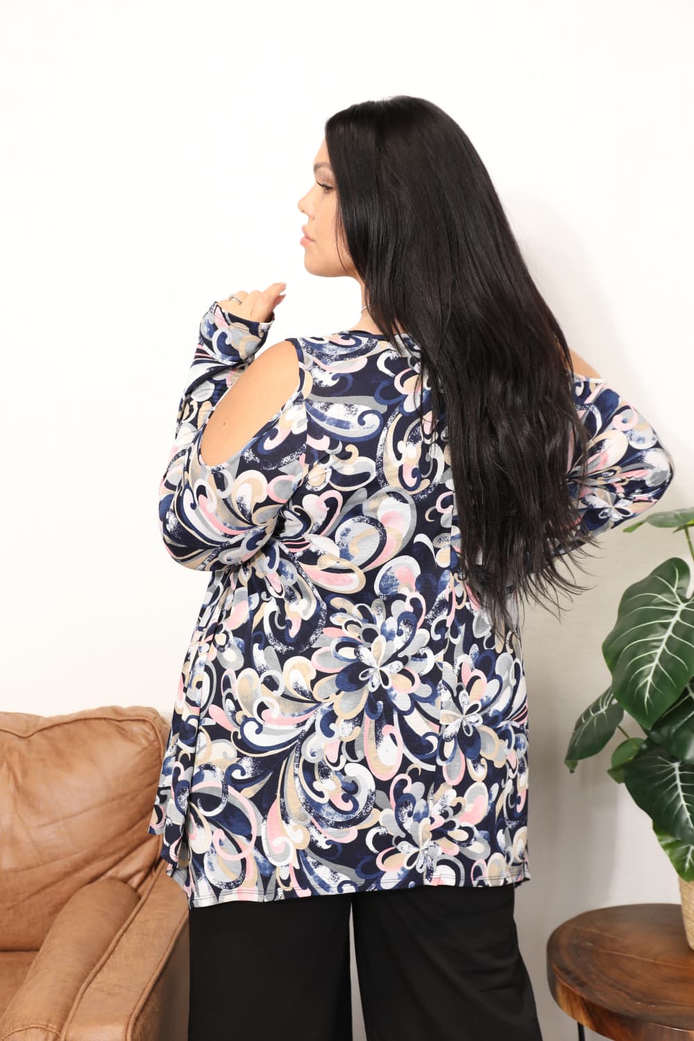 Long Sleeve Cold Shoulder Floral Print BlouseBlouseSew In Love