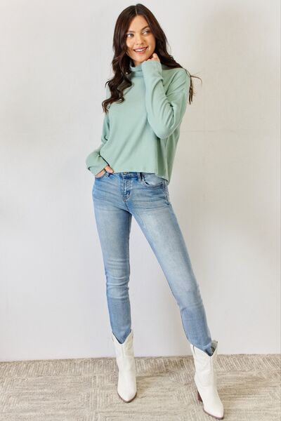 Long Sleeve Turtleneck Top in Iceberg GreenTopHYFVE