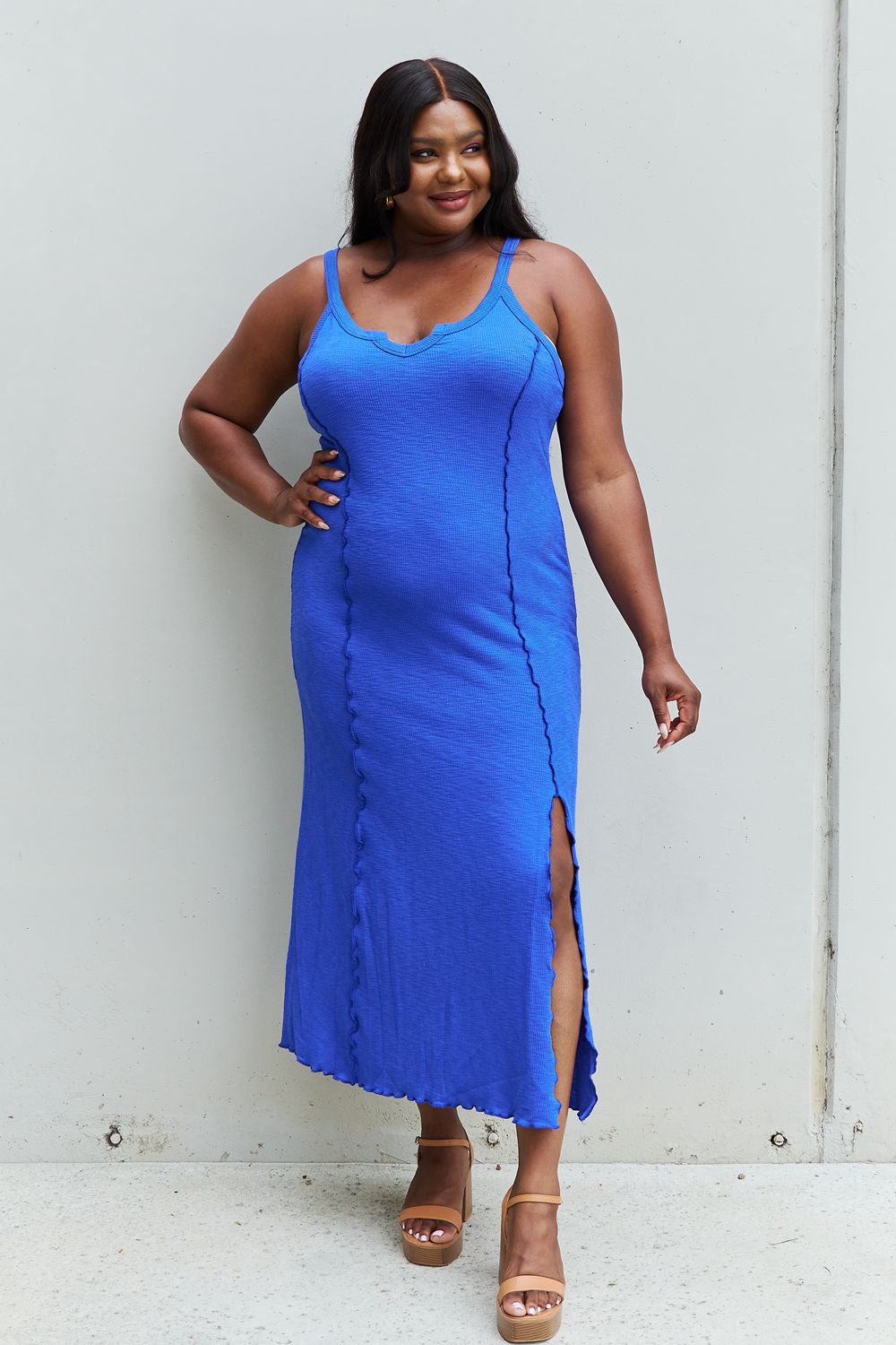 Side Slit Sleeveless Maxi Dress in Cobalt BlueMaxi DressCulture Code