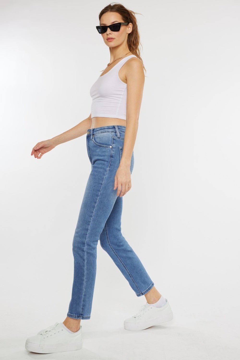 Medium Wash Distressed High Waist JeansJeansKancan