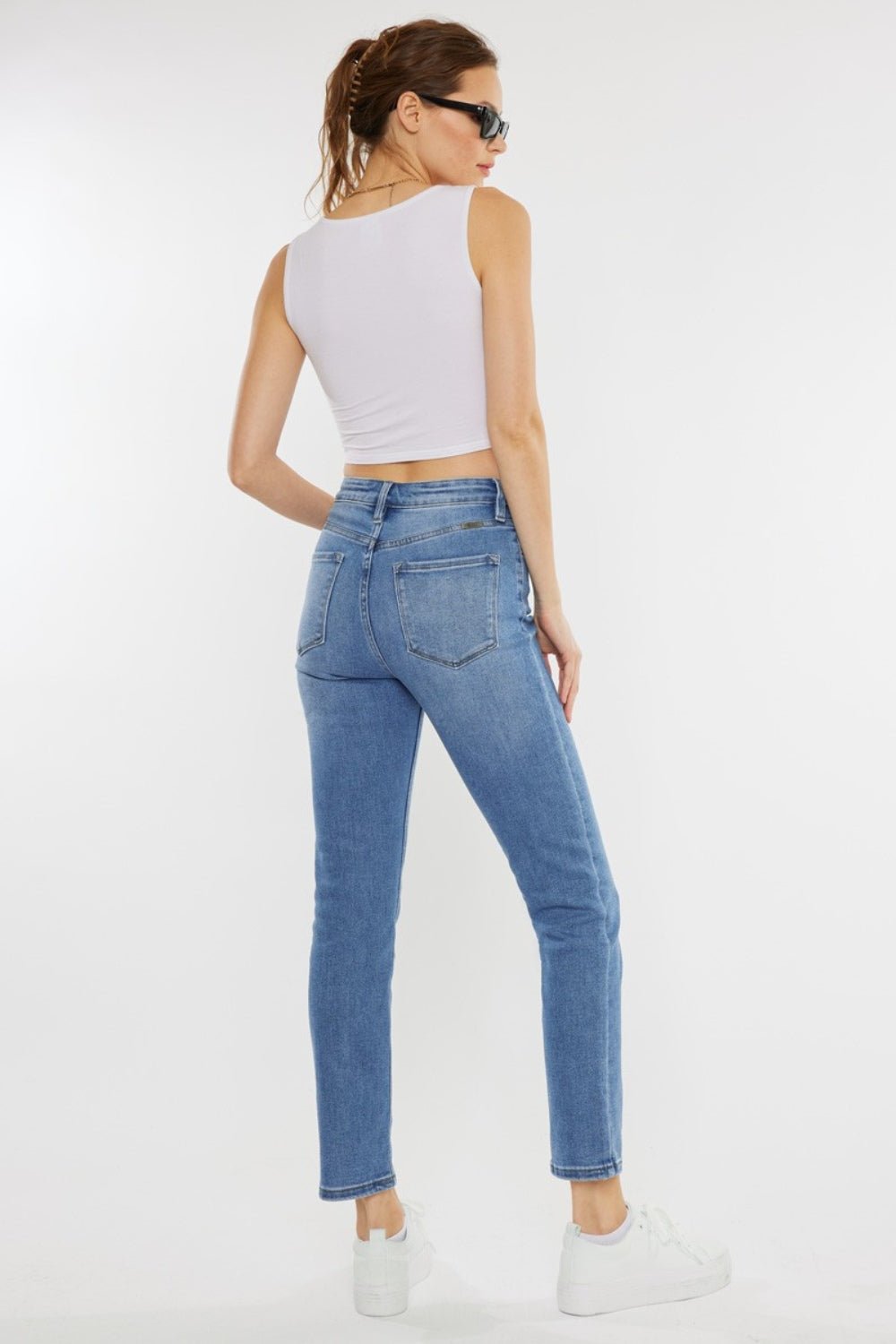 Medium Wash Distressed High Waist JeansJeansKancan