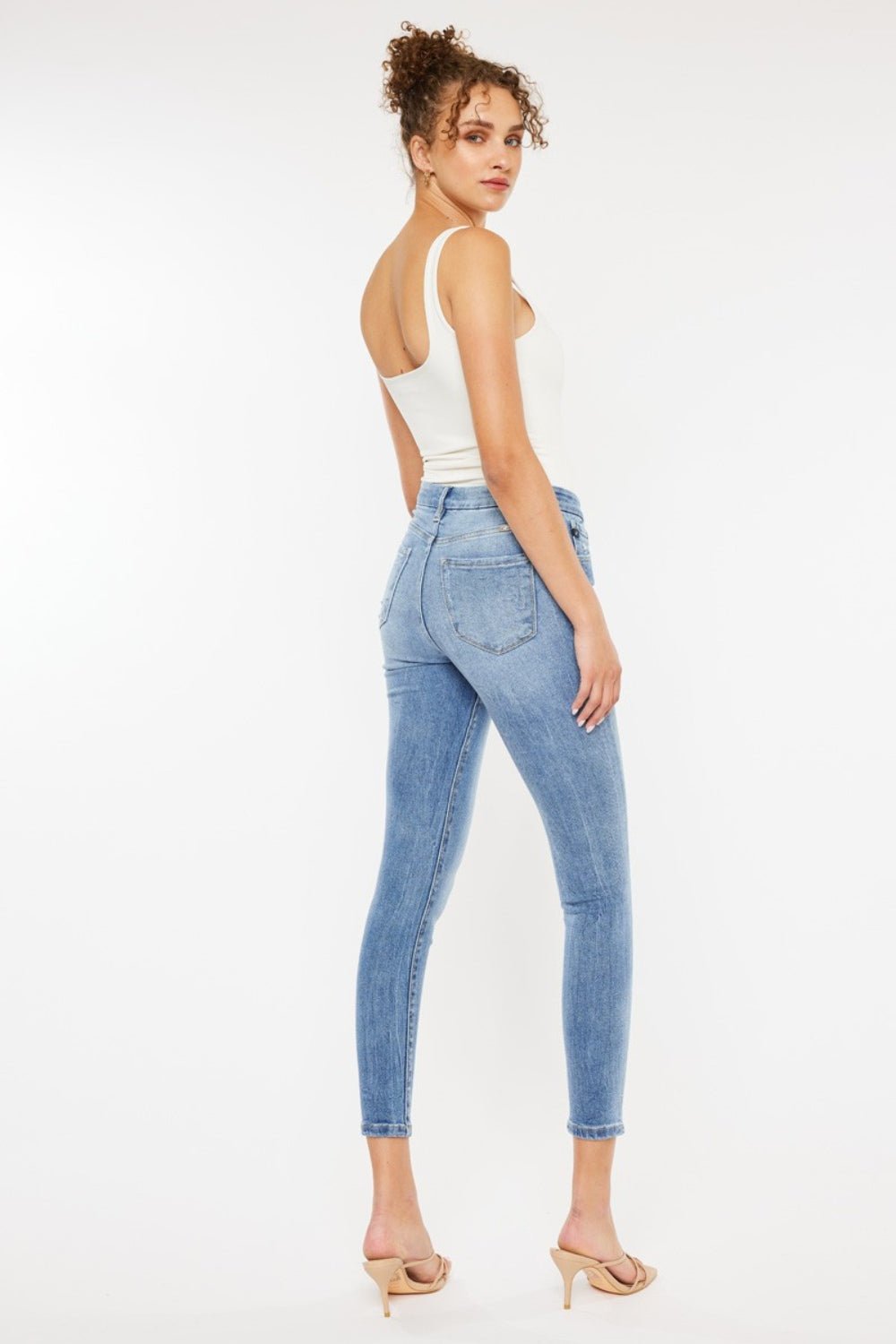 Medium Wash High Waist Distressed Skinny JeansJeansKancan