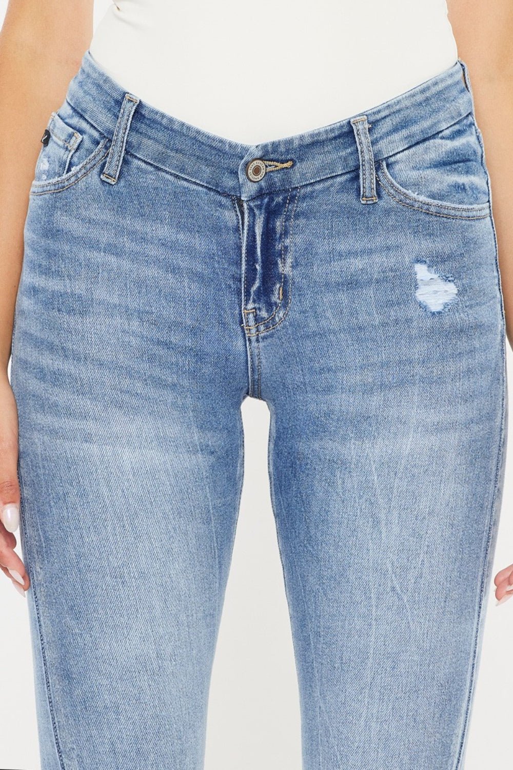 Medium Wash High Waist Distressed Skinny JeansJeansKancan