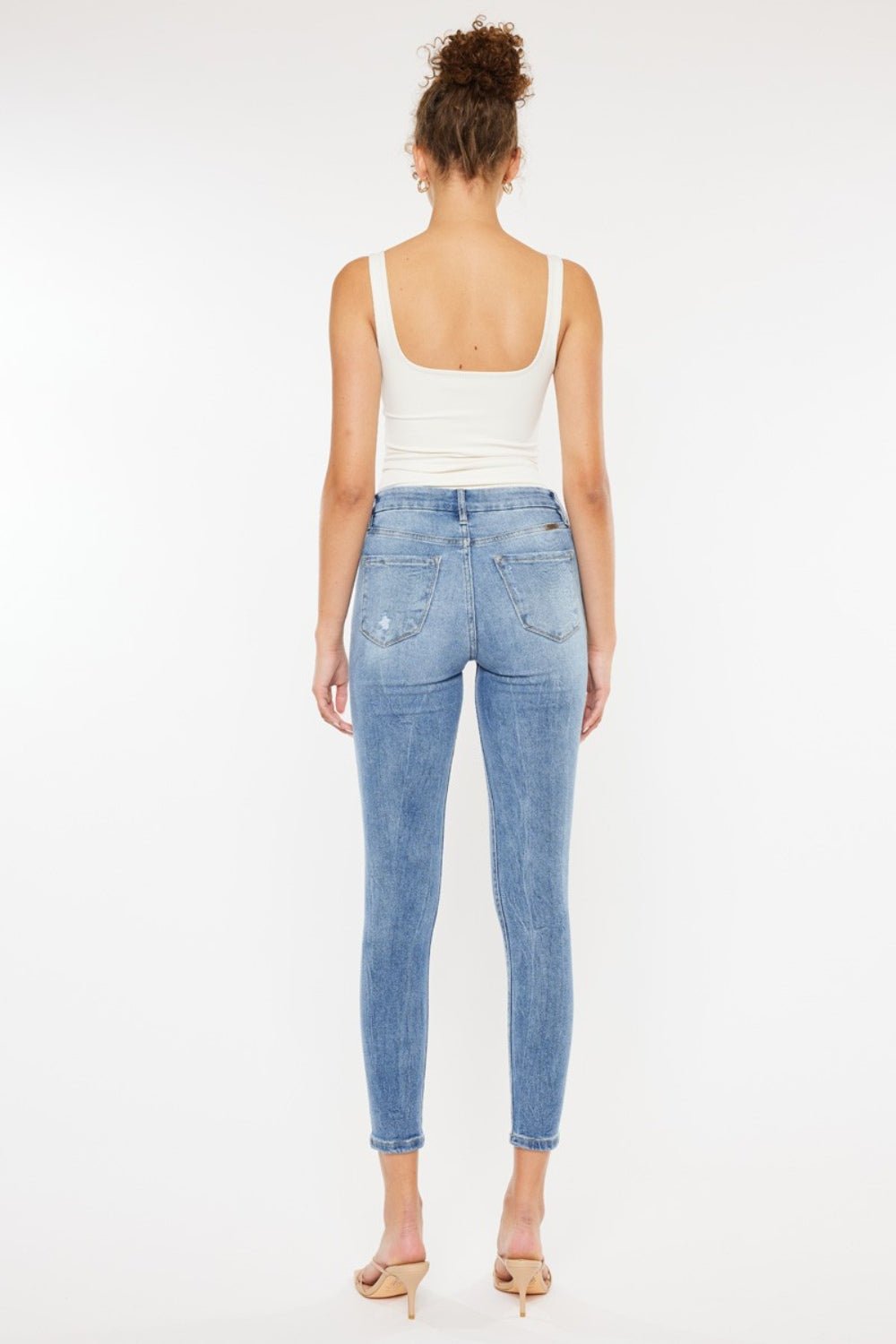 Medium Wash High Waist Distressed Skinny JeansJeansKancan