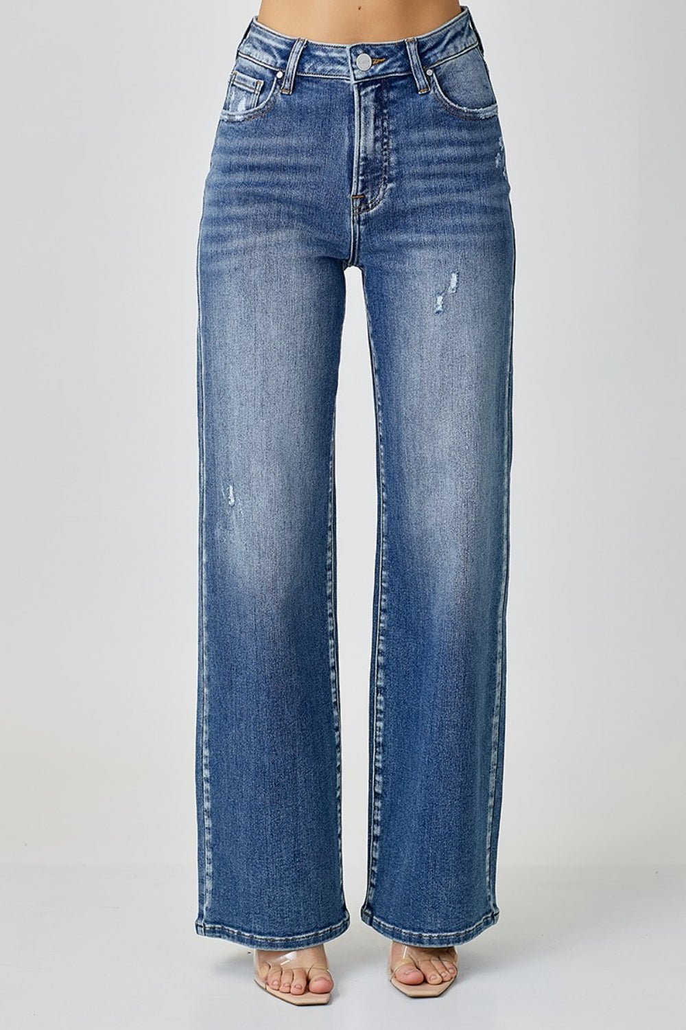 Medium Wash High Waist Wide Leg JeansJeansRISEN