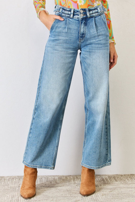 Medium Wash High Waist Wide Leg JeansJeansKancan