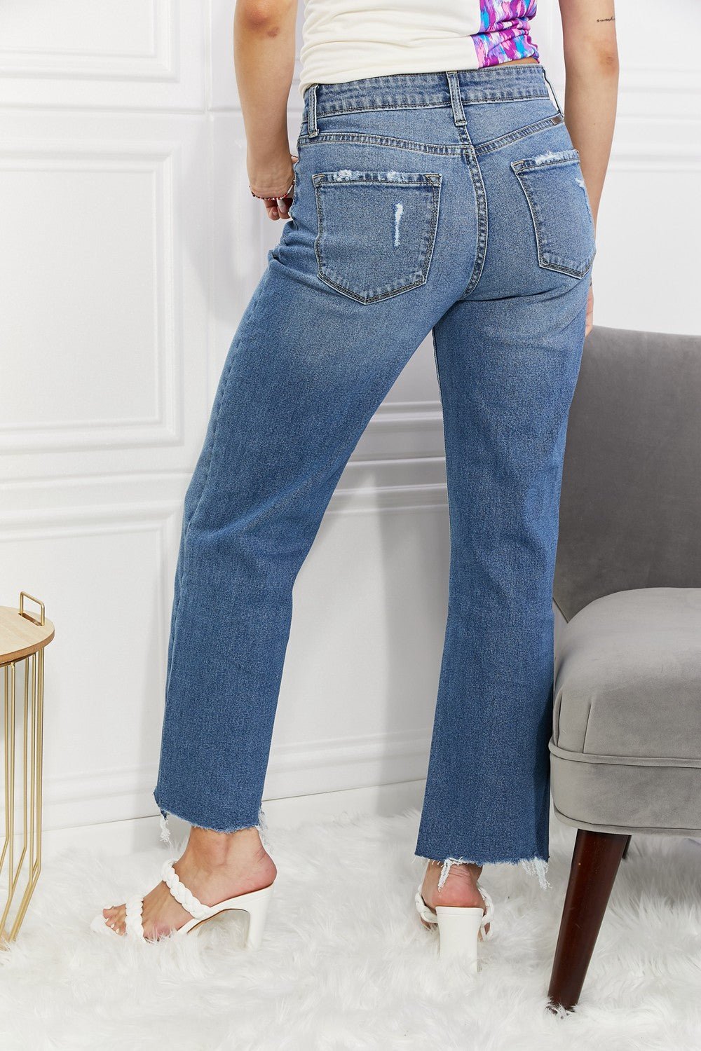 Crop Wide Leg Medium Wash JeansJeansKancan