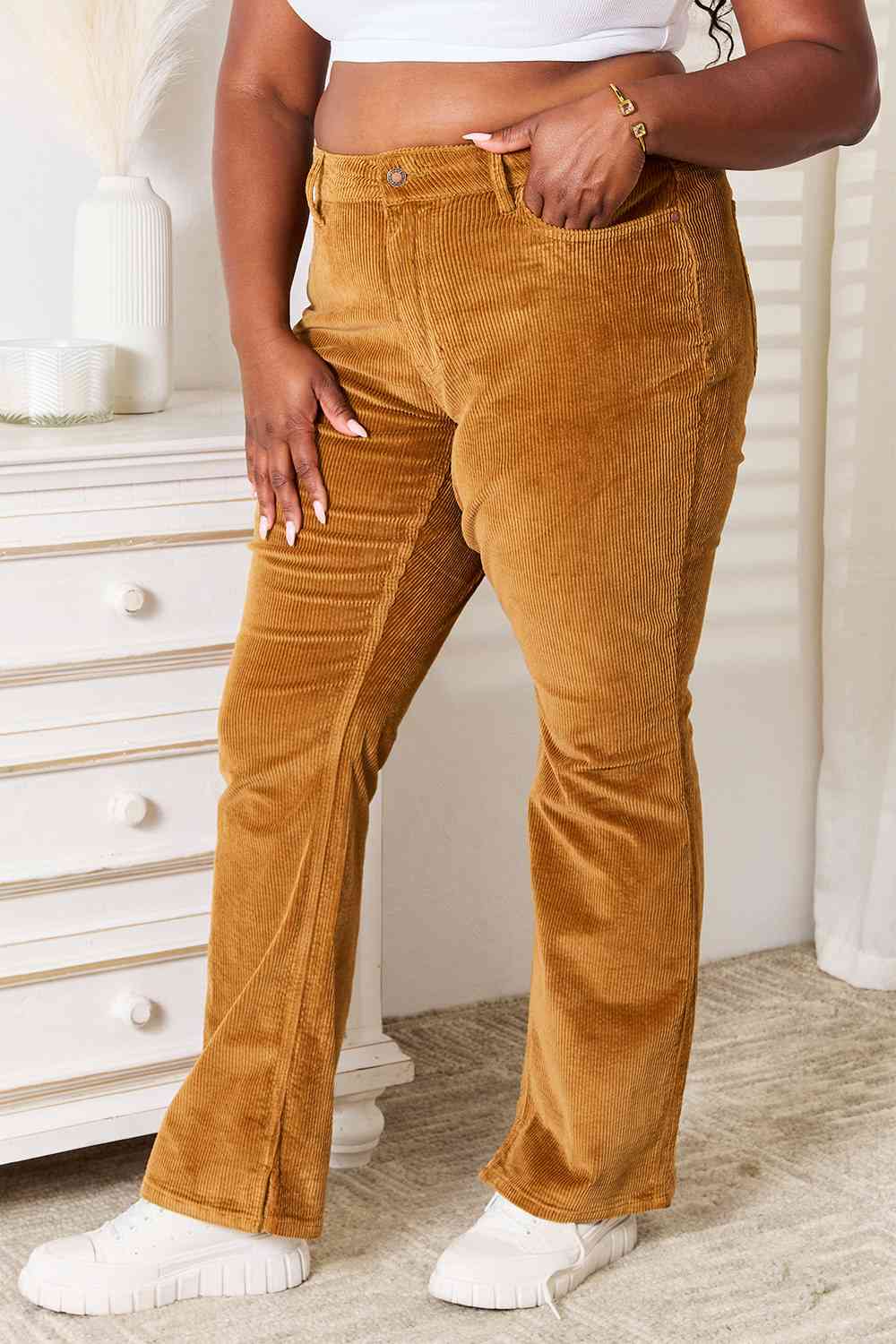 Mid Rise Corduroy Pants in CamelJeansJudy Blue