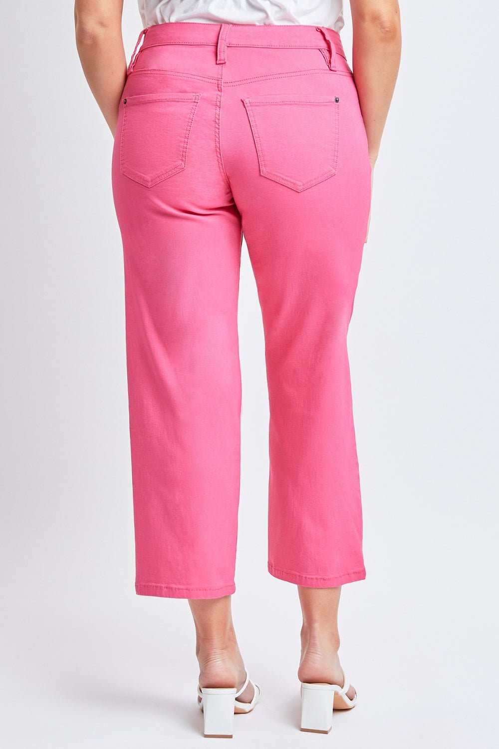 Mid-Rise Hyperstretch Cropped Jeans in Fiery CoralJeansYMI Jeanswear
