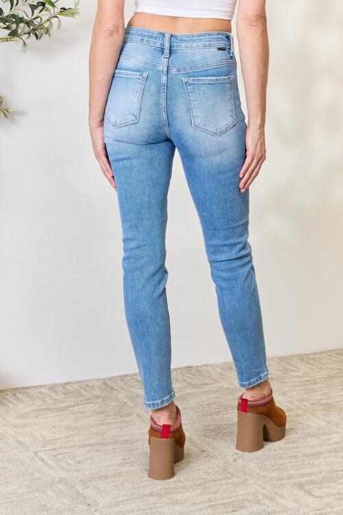 Mid Rise Medium Wash Skinny JeansJeansRISEN
