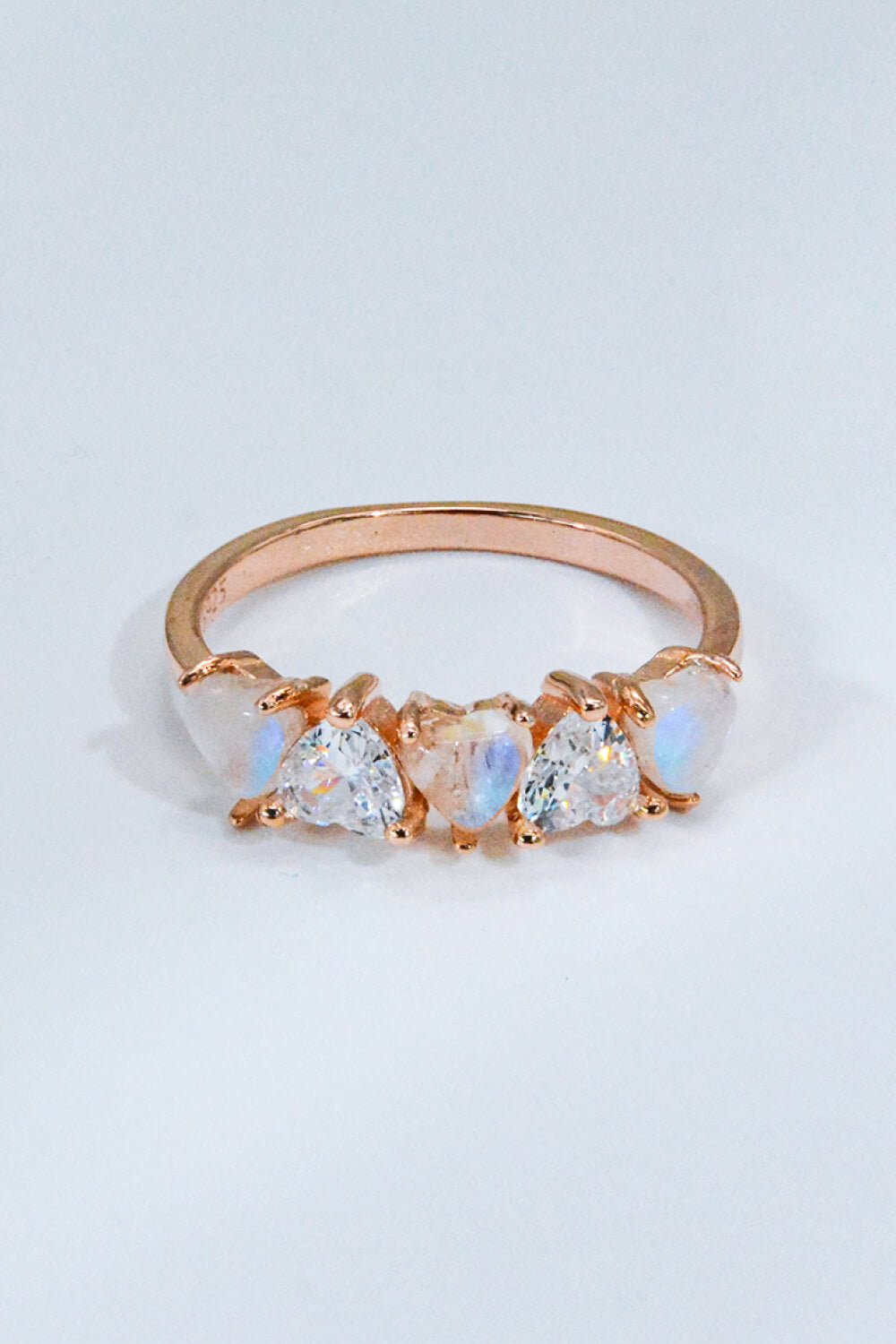 Moonstone and Zircon Heart RingRingBeach Rose Co.