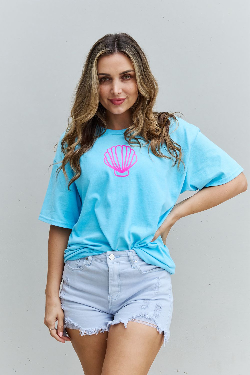 More Beach Days Graphic Oversized Cotton Tee in AquaTeeSweet Claire