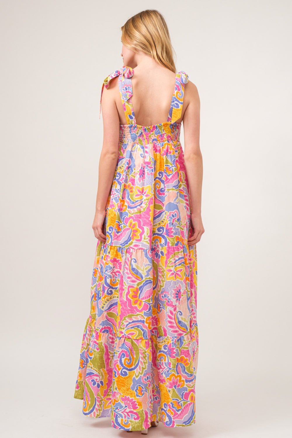 Multicolor Print Tie Shoulder Tiered Maxi DressMaxi DressAnd the Why