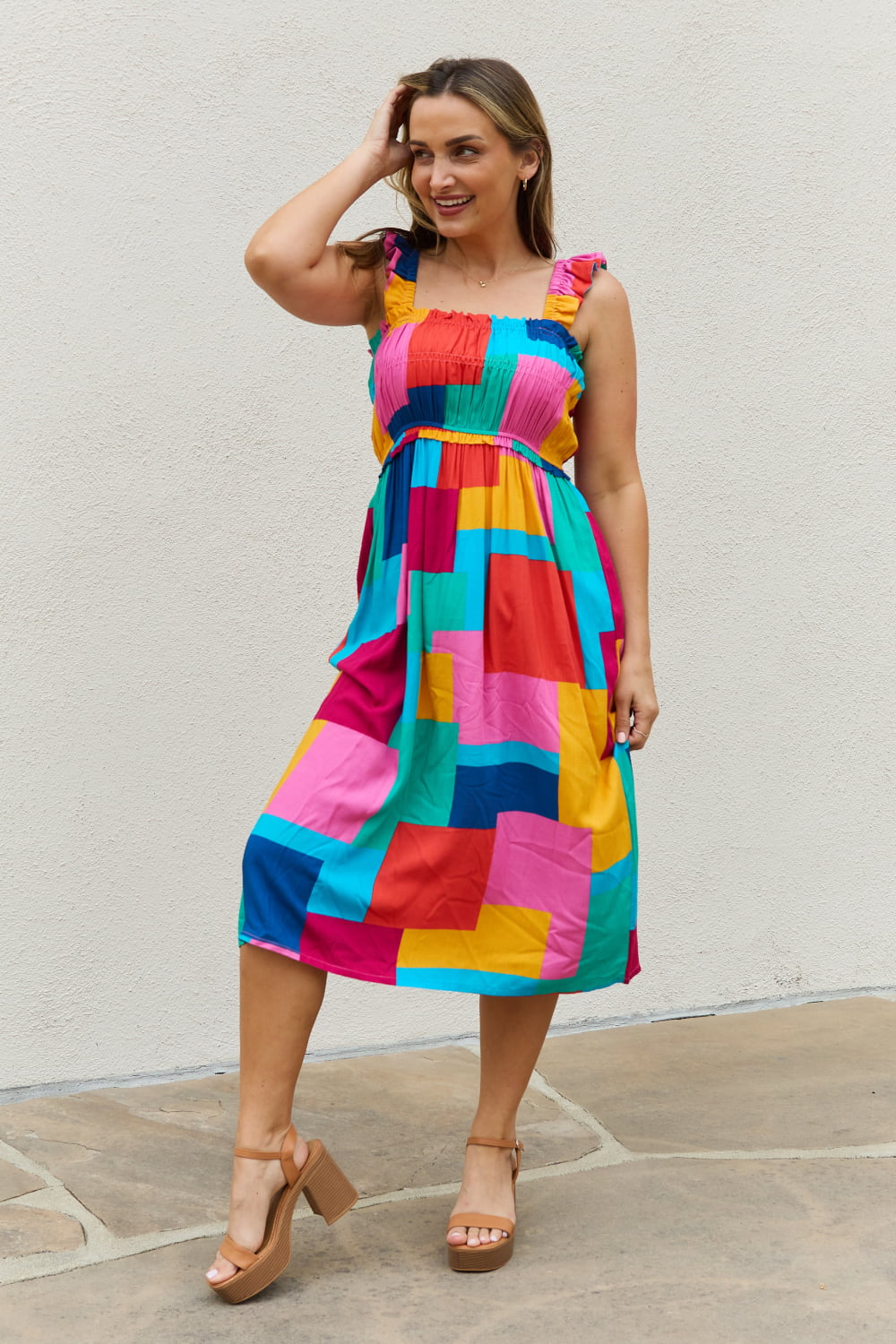 Multicolored Square Print Summer Midi DressMidi DressAnd the Why