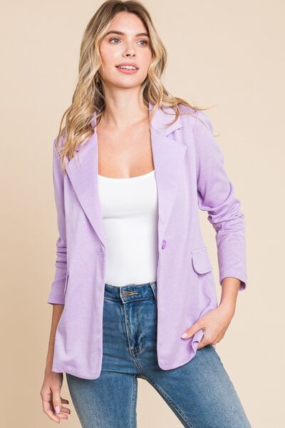 One Button Long Sleeve Blazer in LavenderBlazerCulture Code