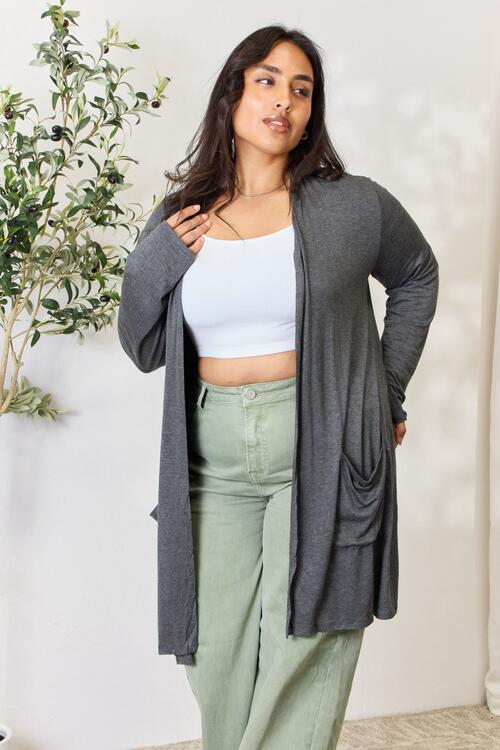 Open Front Cardigan with Pockets in CharcoalCardiganCeleste Design