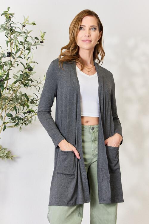 Open Front Cardigan with Pockets in CharcoalCardiganCeleste Design