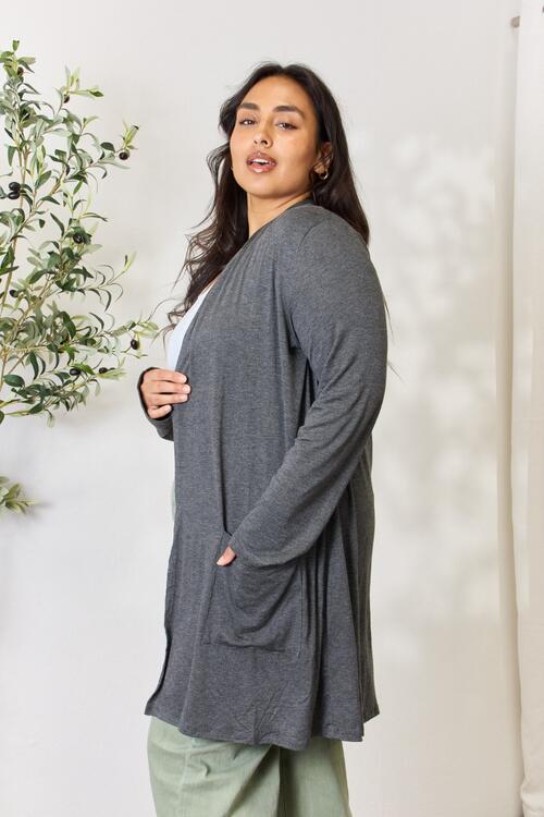 Open Front Cardigan with Pockets in CharcoalCardiganCeleste Design