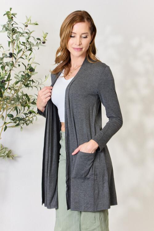 Open Front Cardigan with Pockets in CharcoalCardiganCeleste Design