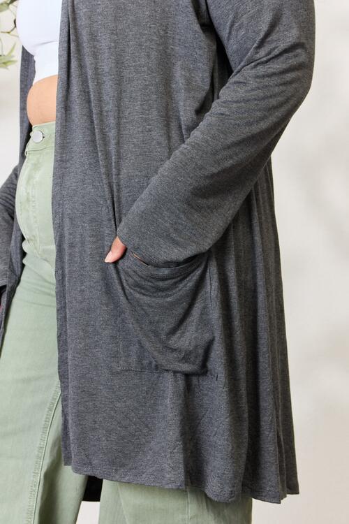 Open Front Cardigan with Pockets in CharcoalCardiganCeleste Design