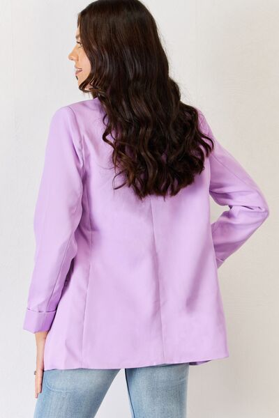 Open Front Long Sleeve Blazer in LavenderBlazerZenana