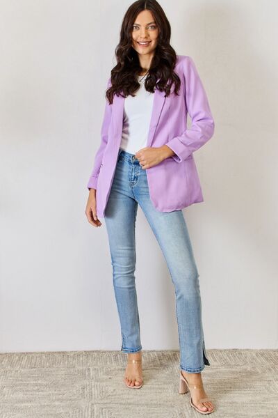 Open Front Long Sleeve Blazer in LavenderBlazerZenana