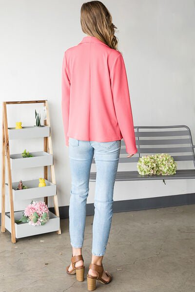 Open Front Long Sleeve Blazer in Neon PinkBlazerHeimish