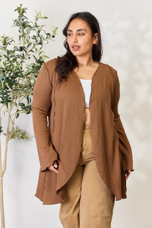 Open Front Long Sleeve Cardigan in CocoaCardiganCulture Code