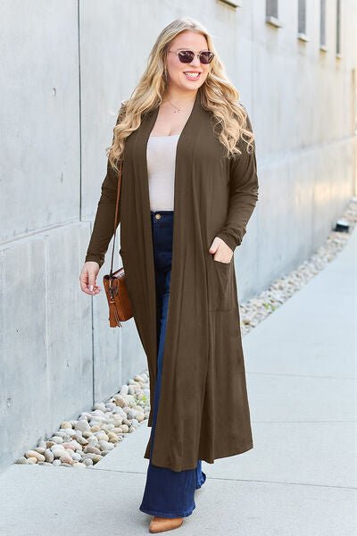 Open Front Long Sleeve Maxi CardiganCardiganBasic Bae