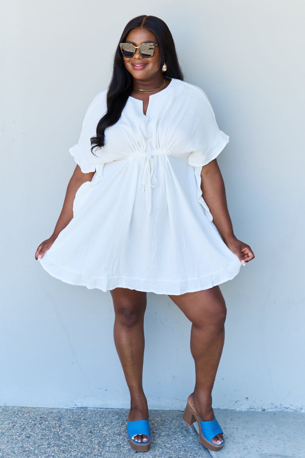 Ruffle Hem Mini Dress in WhiteMini DressNinexis