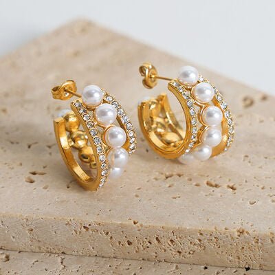 Pearl Titanium Steel C-Hoop EarringsEarringsBeach Rose Co.