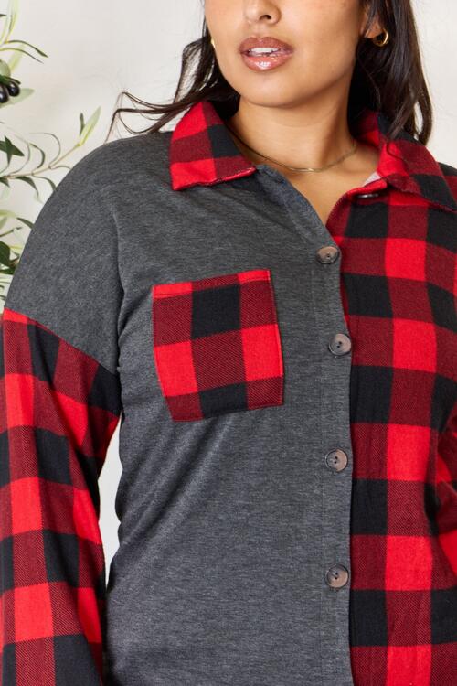 Plaid Button Down Shacket in Red + BlackShacketHeimish