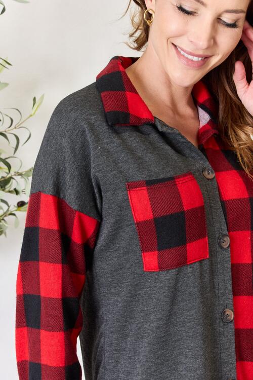 Plaid Button Down Shacket in Red + BlackShacketHeimish