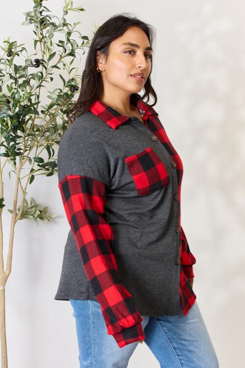 Plaid Button Down Shacket in Red + BlackShacketHeimish