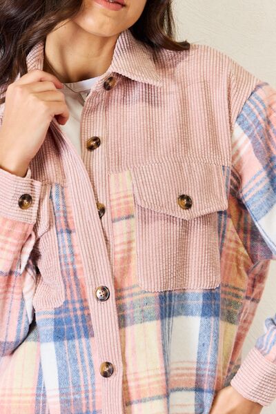 Plaid Colorblock Button Down Jacket in PinkJacketJ.NNA