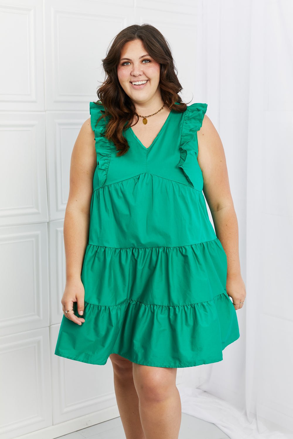 Ruffle Mini Dress in Mid GreenMini DressHailey & Co