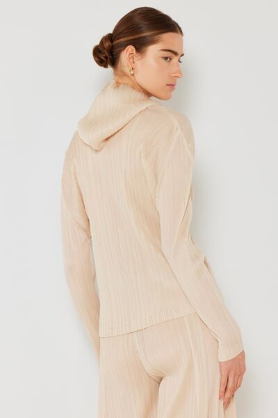 Pleated Hooded Jacket with 2-Way ZipperJacketMarina West Swim