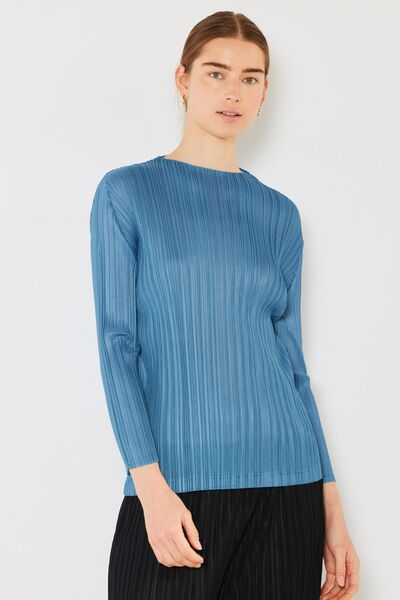 Pleated Long Sleeve Boatneck TopTopMarina West Swim