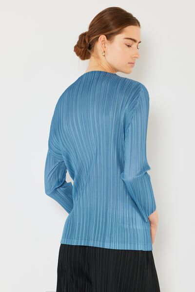 Pleated Long Sleeve Boatneck TopTopMarina West Swim