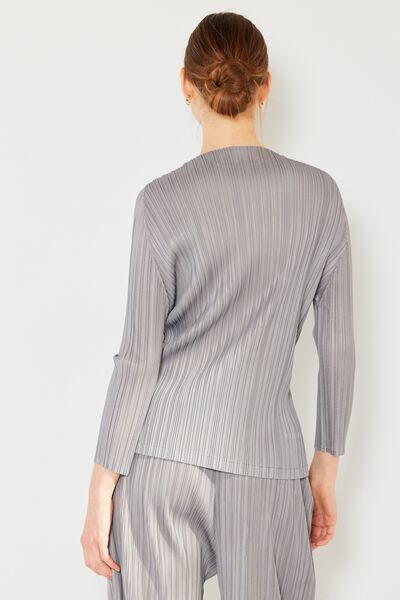 Pleated Long Sleeve Boatneck TopTopMarina West Swim