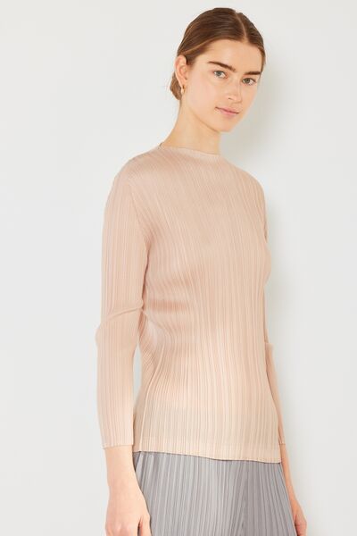 Pleated Long Sleeve Boatneck TopTopMarina West Swim