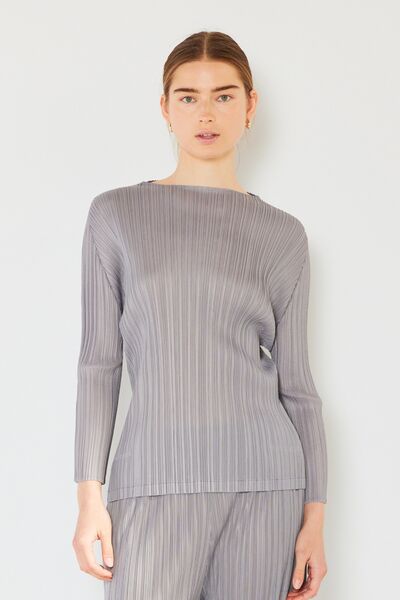 Pleated Long Sleeve Boatneck TopTopMarina West Swim