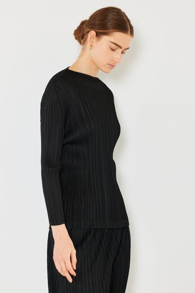 Pleated Long Sleeve Boatneck TopTopMarina West Swim