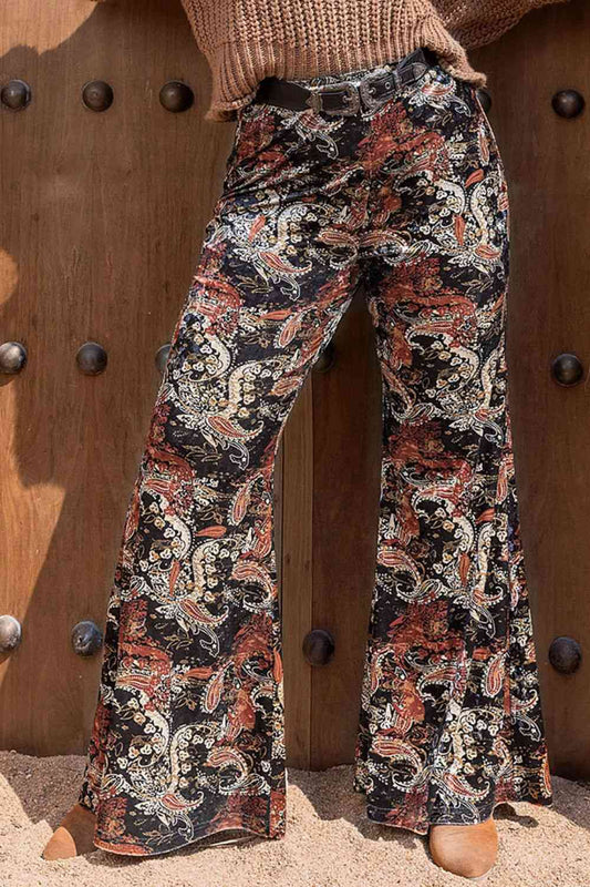 Plus Size Bohemian Print Wide Leg Pants in BlackPantsBeach Rose Co.