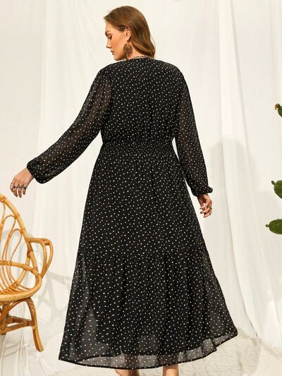 Plus Size Embroidered Tassel Balloon Sleeve Maxi Dress in BlackMaxi SkirtBeach Rose Co.