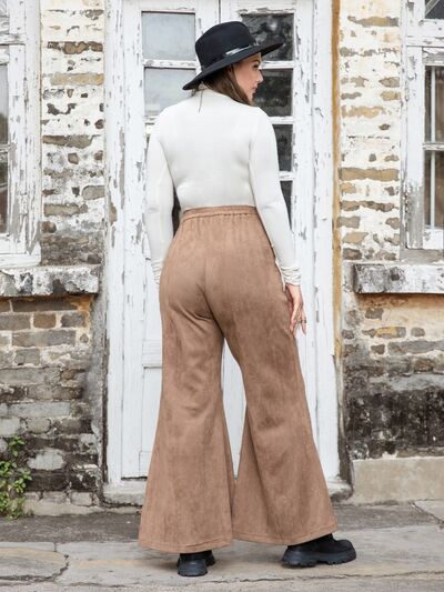 Plus Size Pocketed Flare Pants in MochaPantsBeach Rose Co.