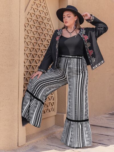 Plus Size Printed Wide Leg Pants in BlackPantsBeach Rose Co.